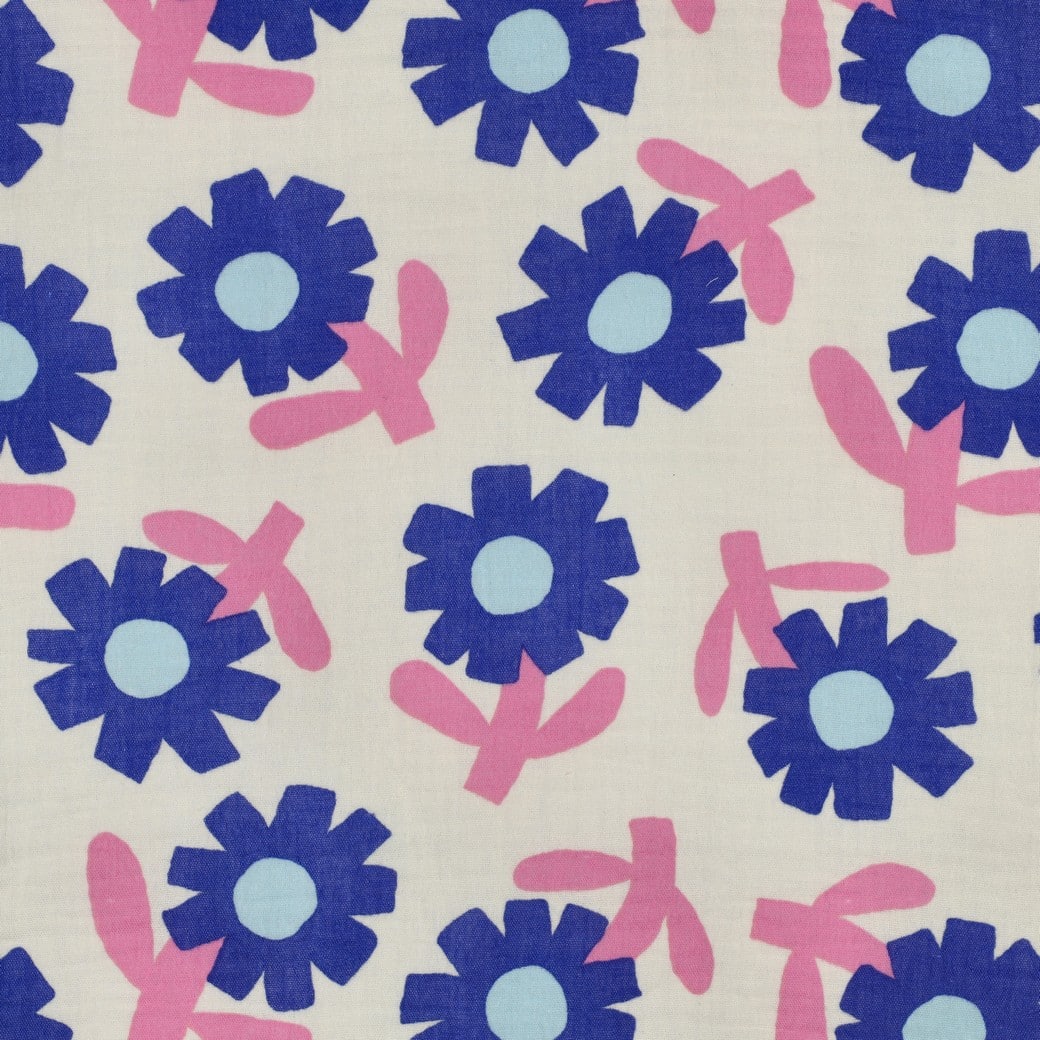 Jennifer Bouron - Hydrofiel organic bloemen naturel/blauw