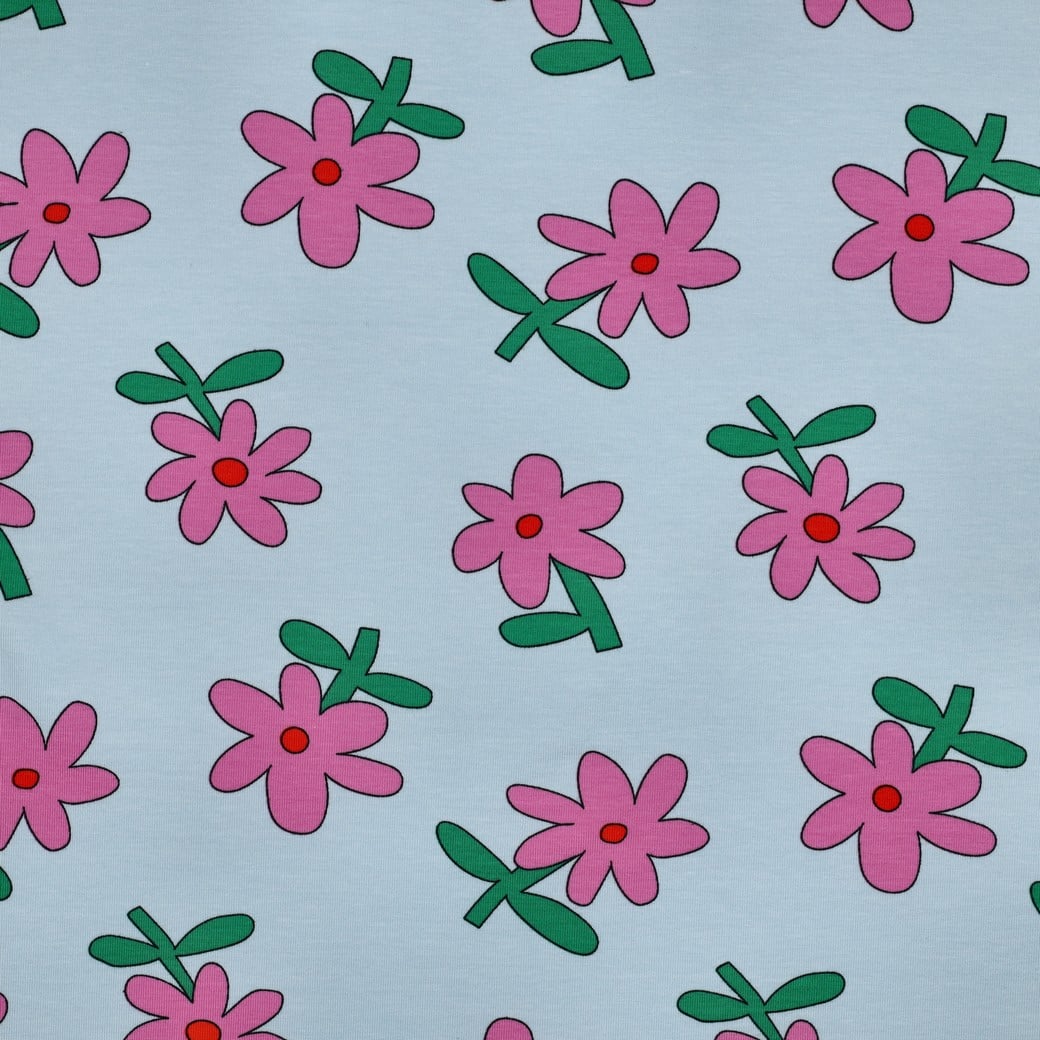 Jennifer Bouron - Jersey organic bloemen lichtblauw