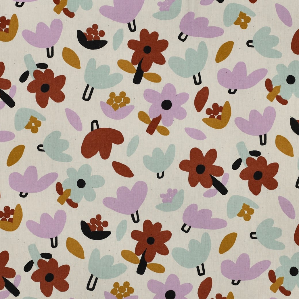 Jennifer Bouron - Poplin organic bloemen naturel/lavendel