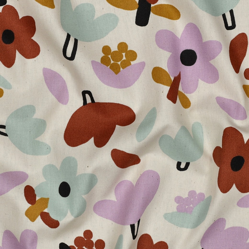 Jennifer Bouron - Poplin organic bloemen naturel/lavendel
