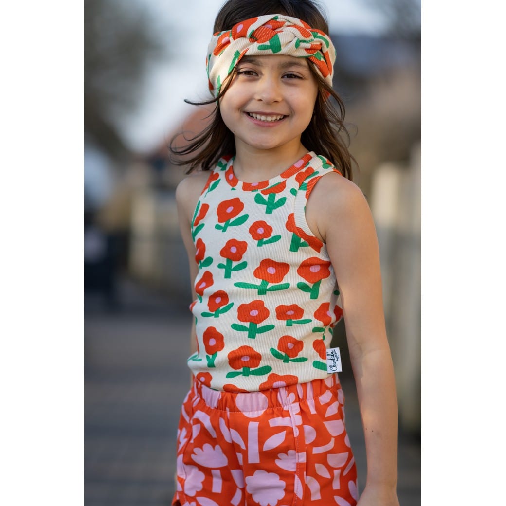 Jennifer Bouron - Rib jersey organic bloemen fuchsia