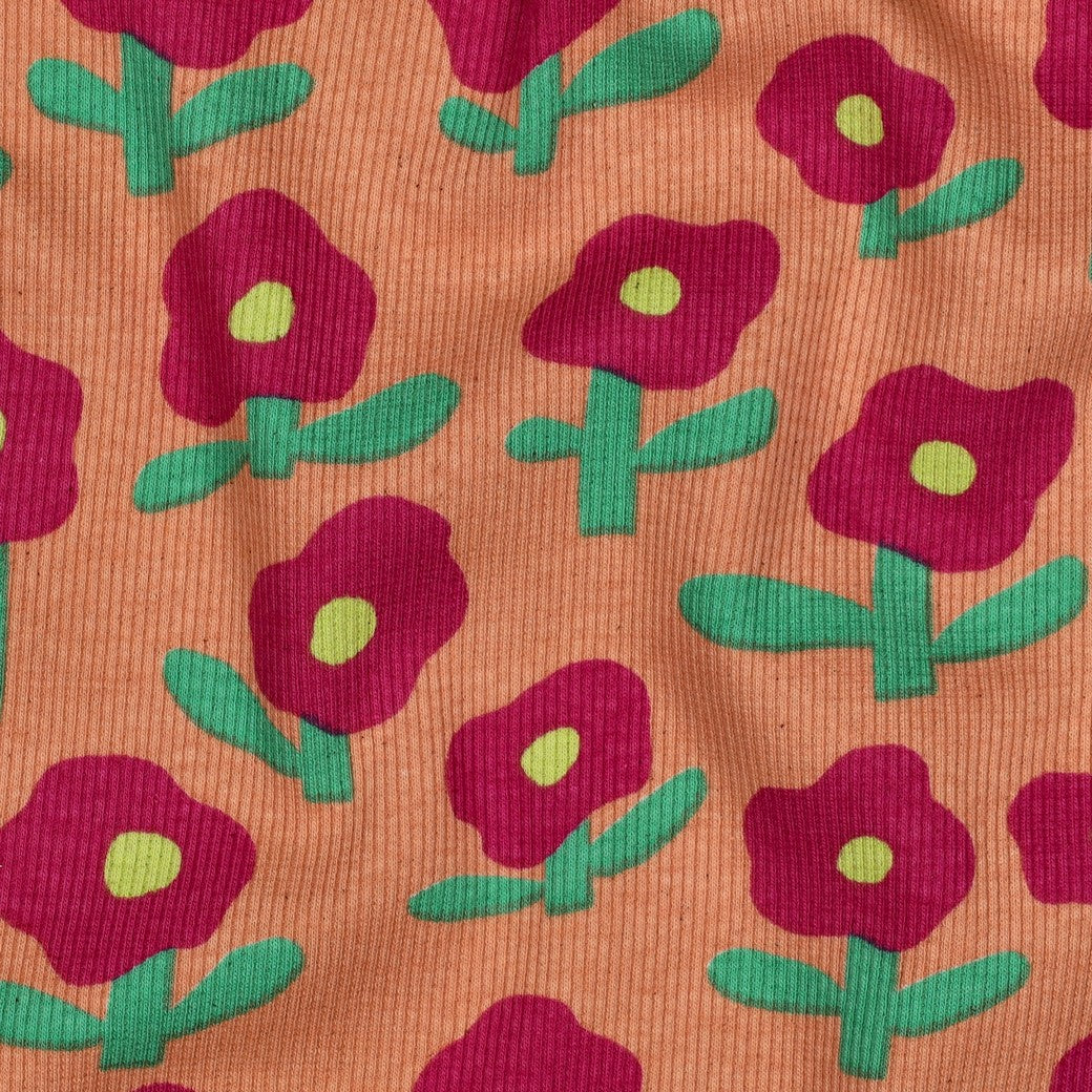 Jennifer Bouron - Rib jersey organic bloemen perzik