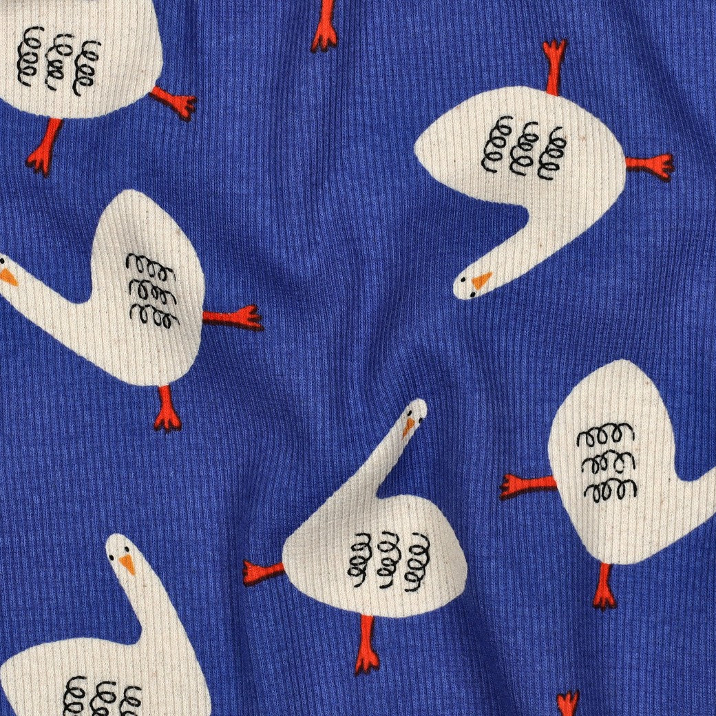 Jennifer Bouron - Rib jersey organic ganzen blauw