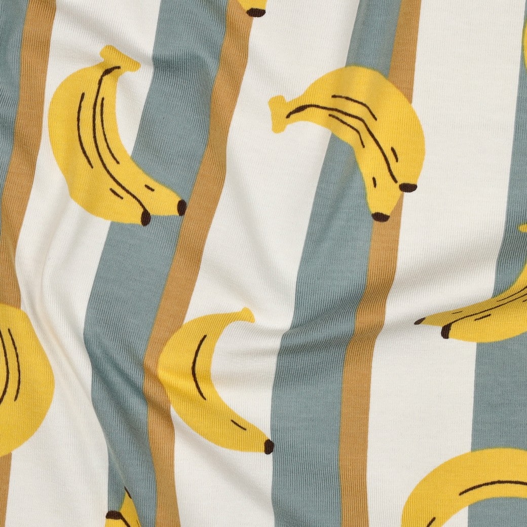 Jersey bananen/strepen wit