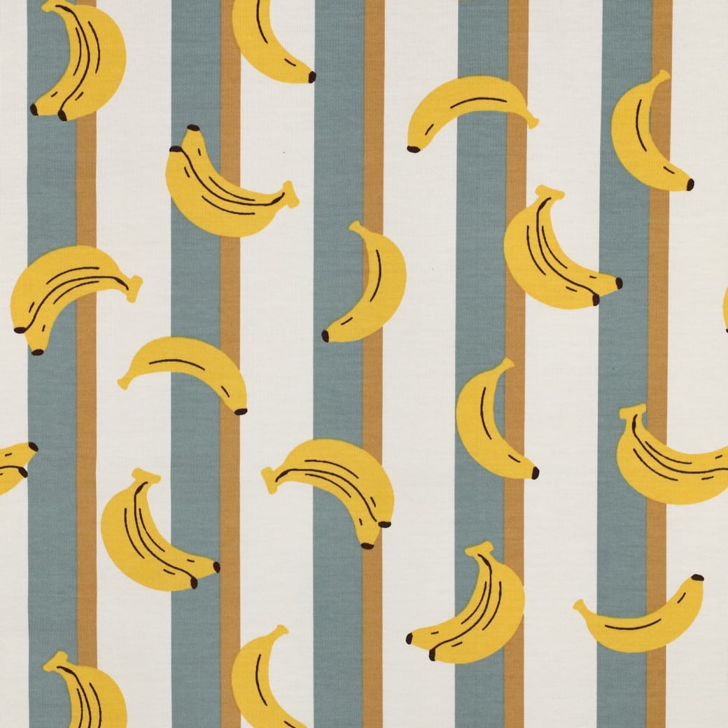 Jersey bananen/strepen wit