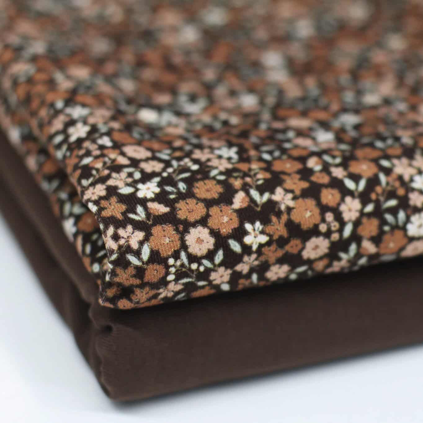 Jersey digitaal bloemen bruin