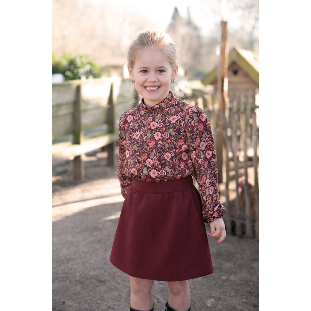 Jersey digitaal bloemen burgundy