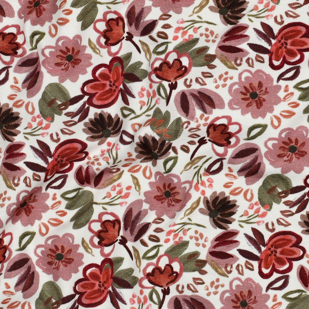 Jersey digitaal bloemen offwhite