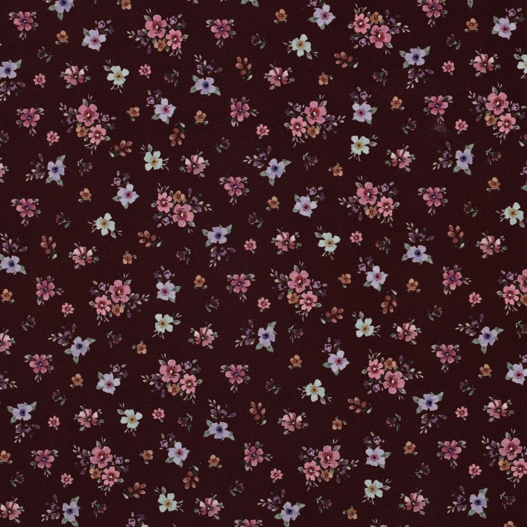 Jersey digitaal bloemen wijnrood