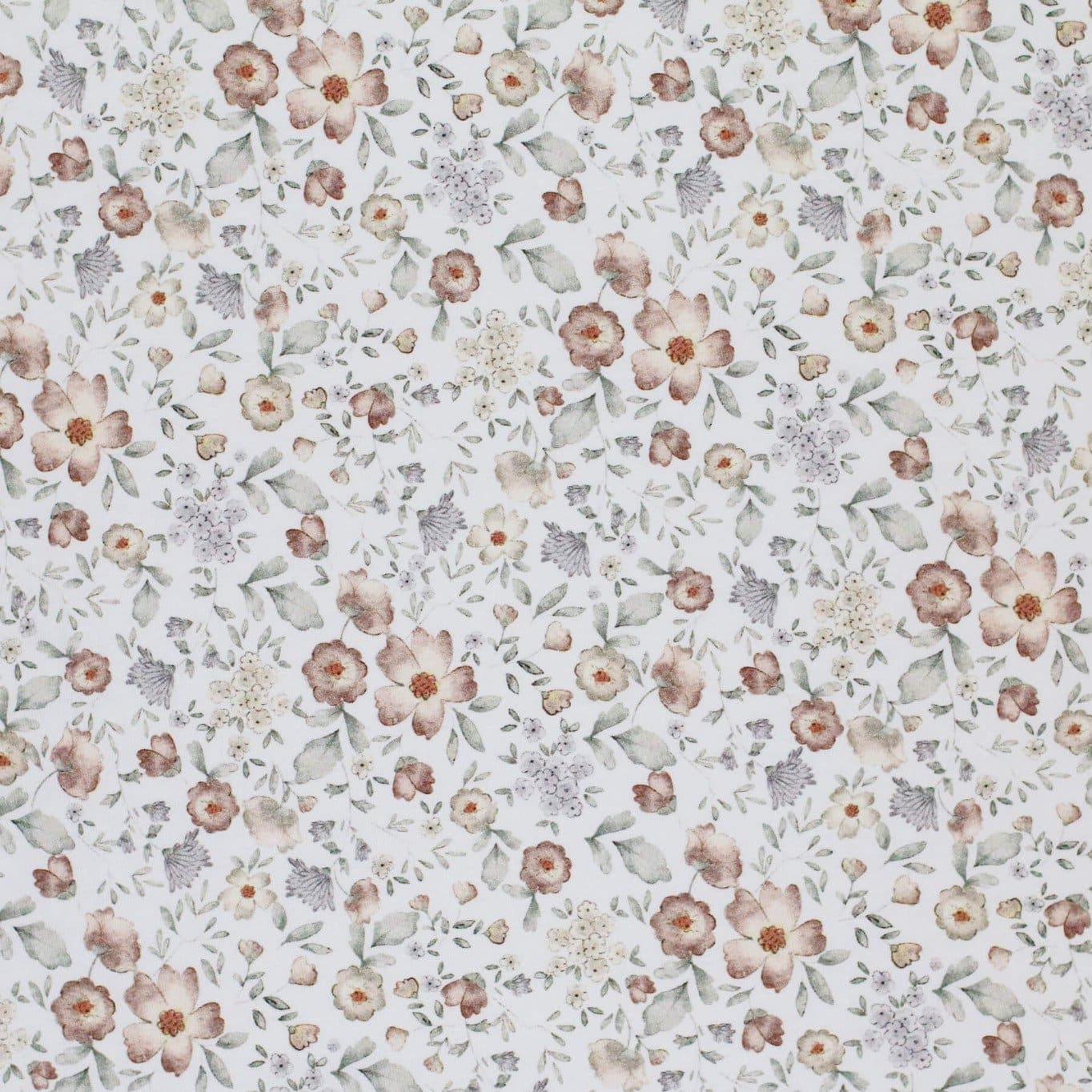 Jersey digitaal vintage bloemen offwhite
