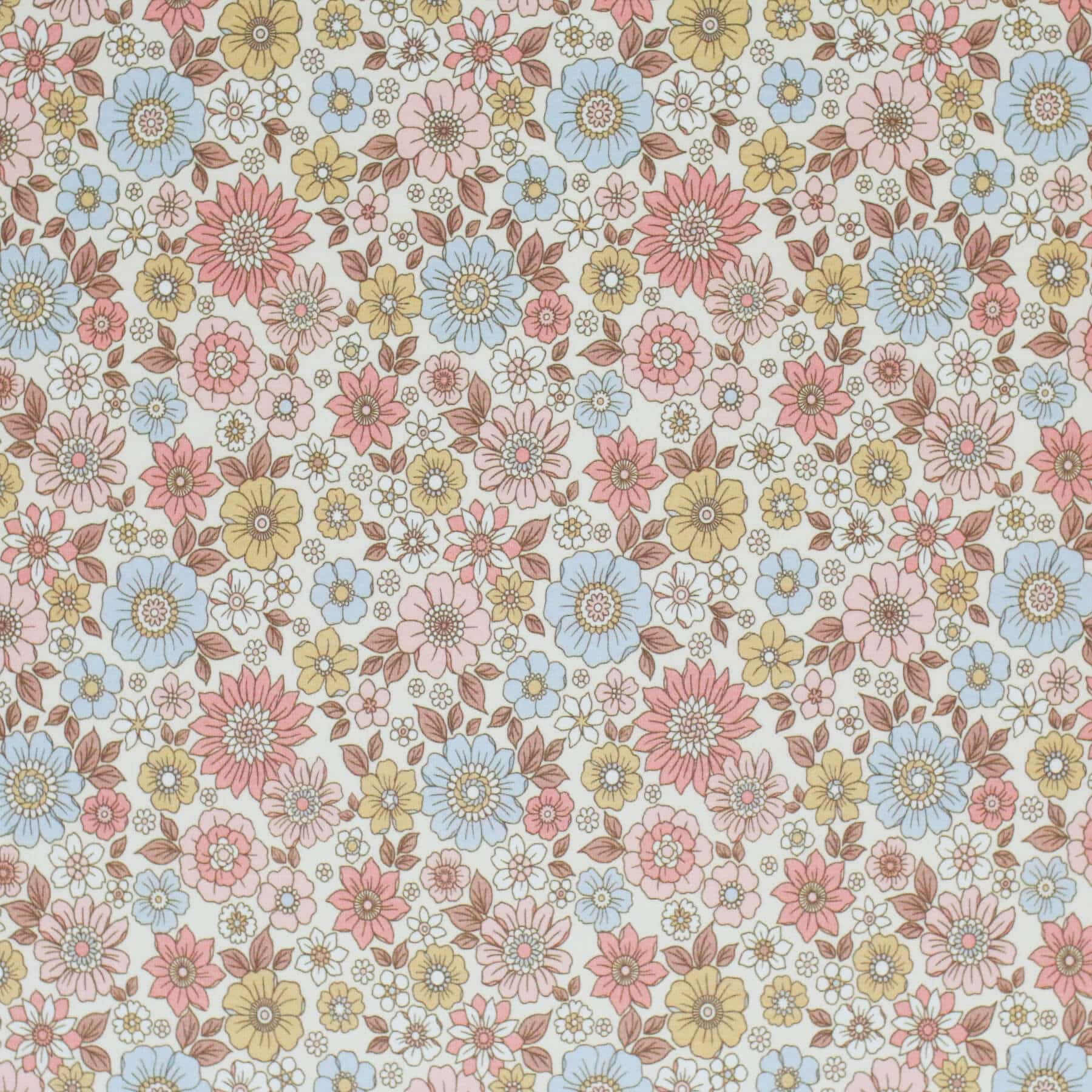 Jersey digitaal voorjaarsbloemen offwhite