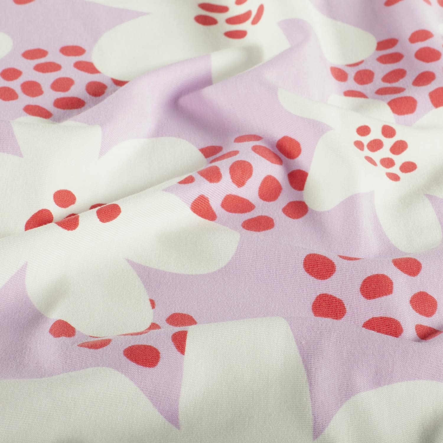 Jersey grote bloemen offwhite/lila