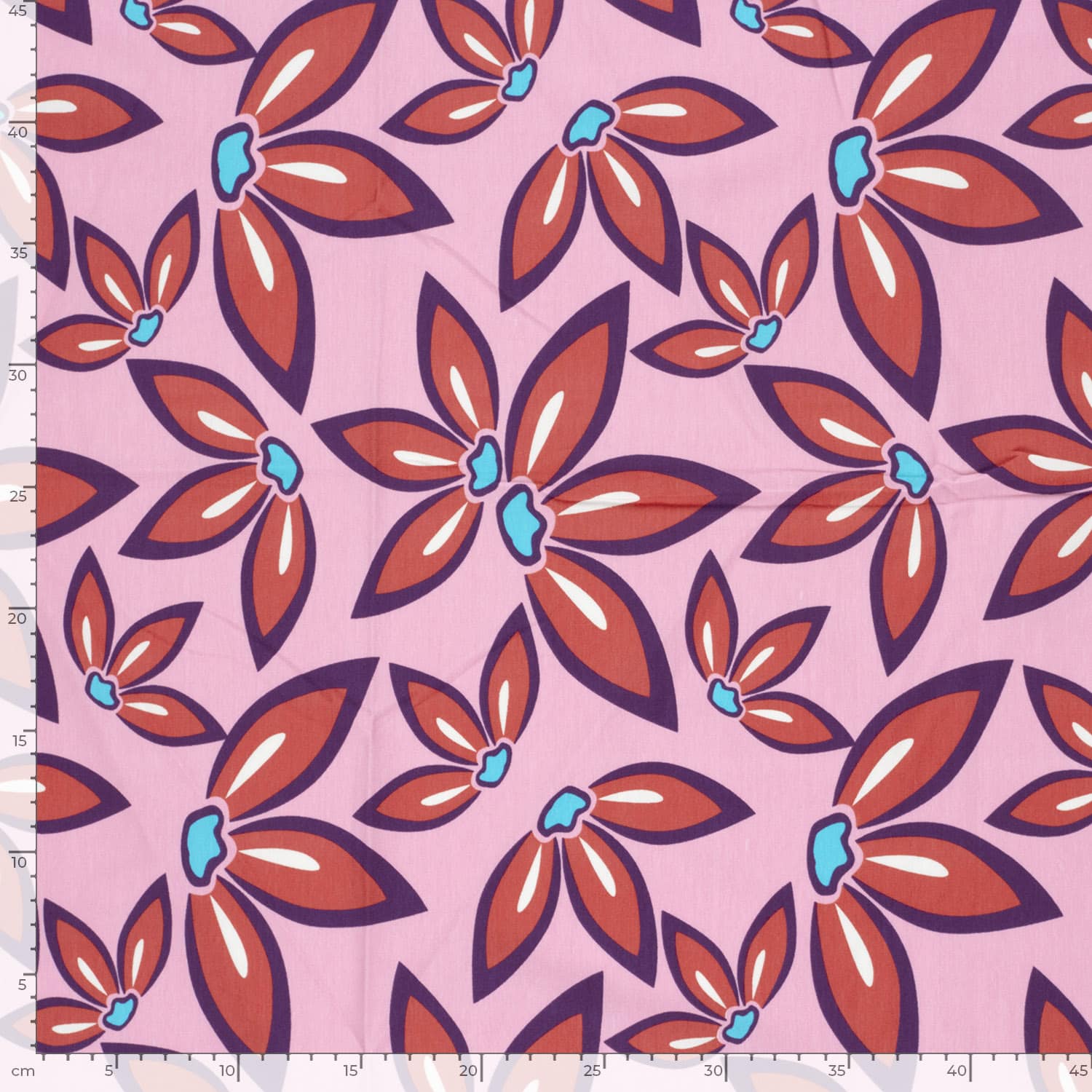 Jersey grote bloemen roze