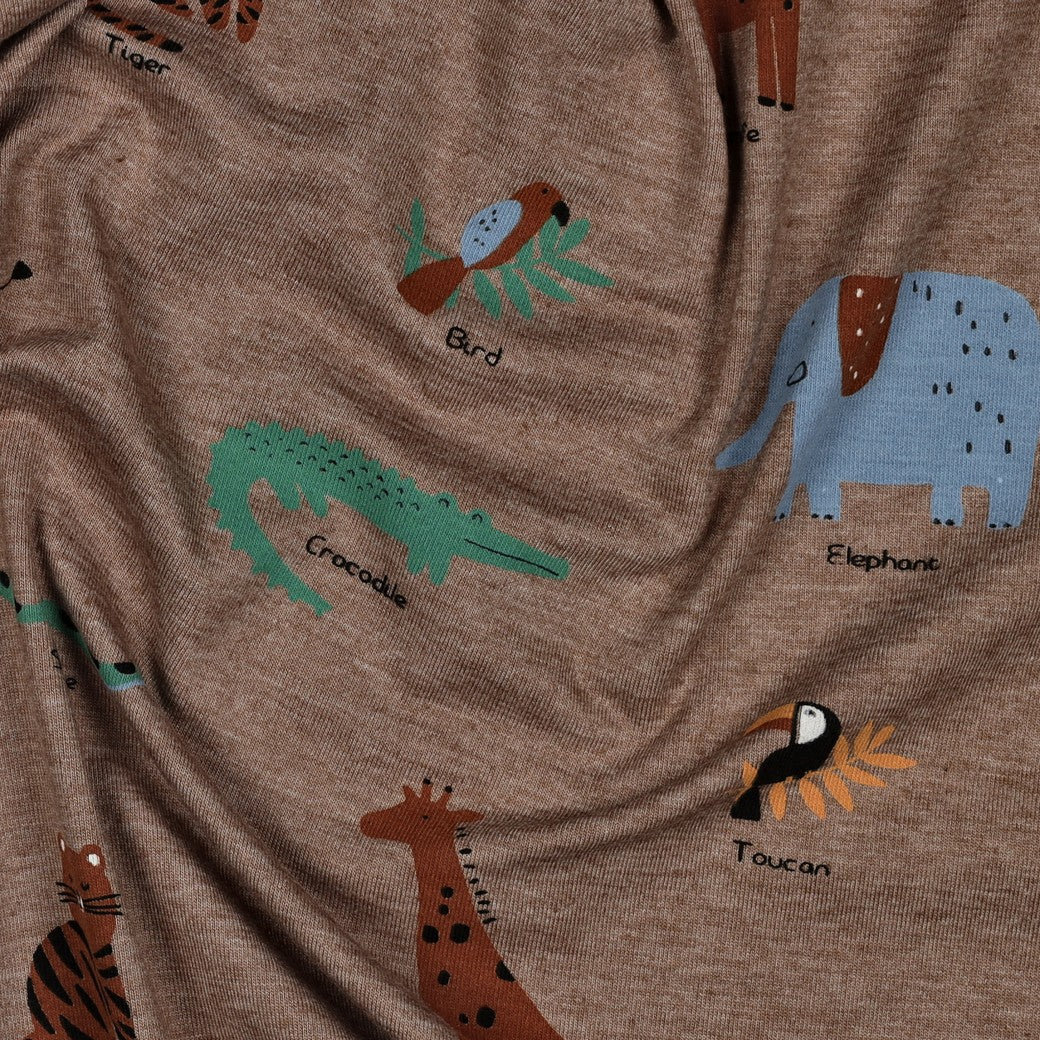 Jersey melange safari dieren taupe