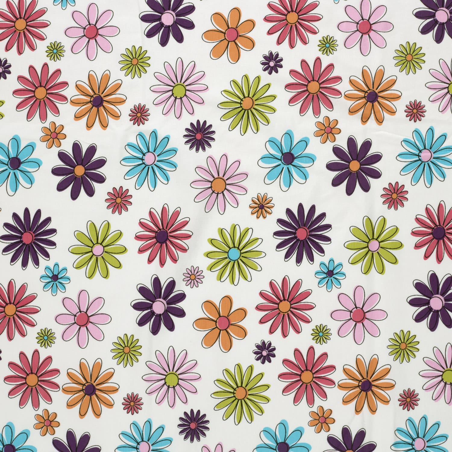 Jersey multicolor bloemen offwhite