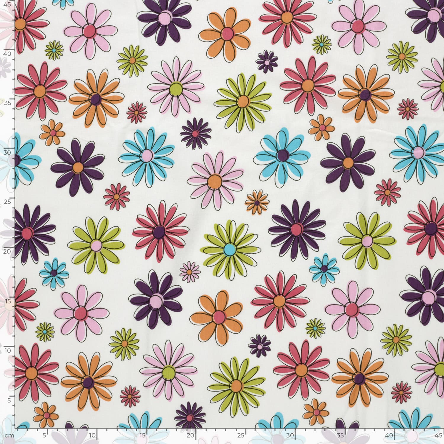 Jersey multicolor bloemen offwhite