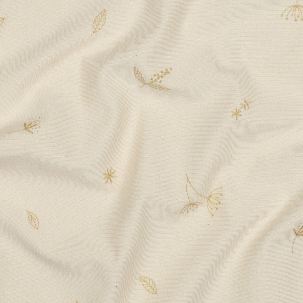 Jersey organic bladeren naturel (verkleuring op stofvouw)