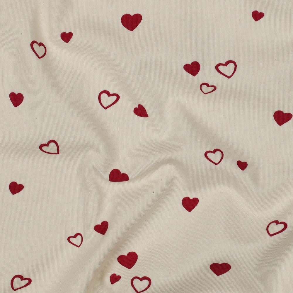 Jersey organic harten naturel/fuchsia (vekleuring stofvouw)