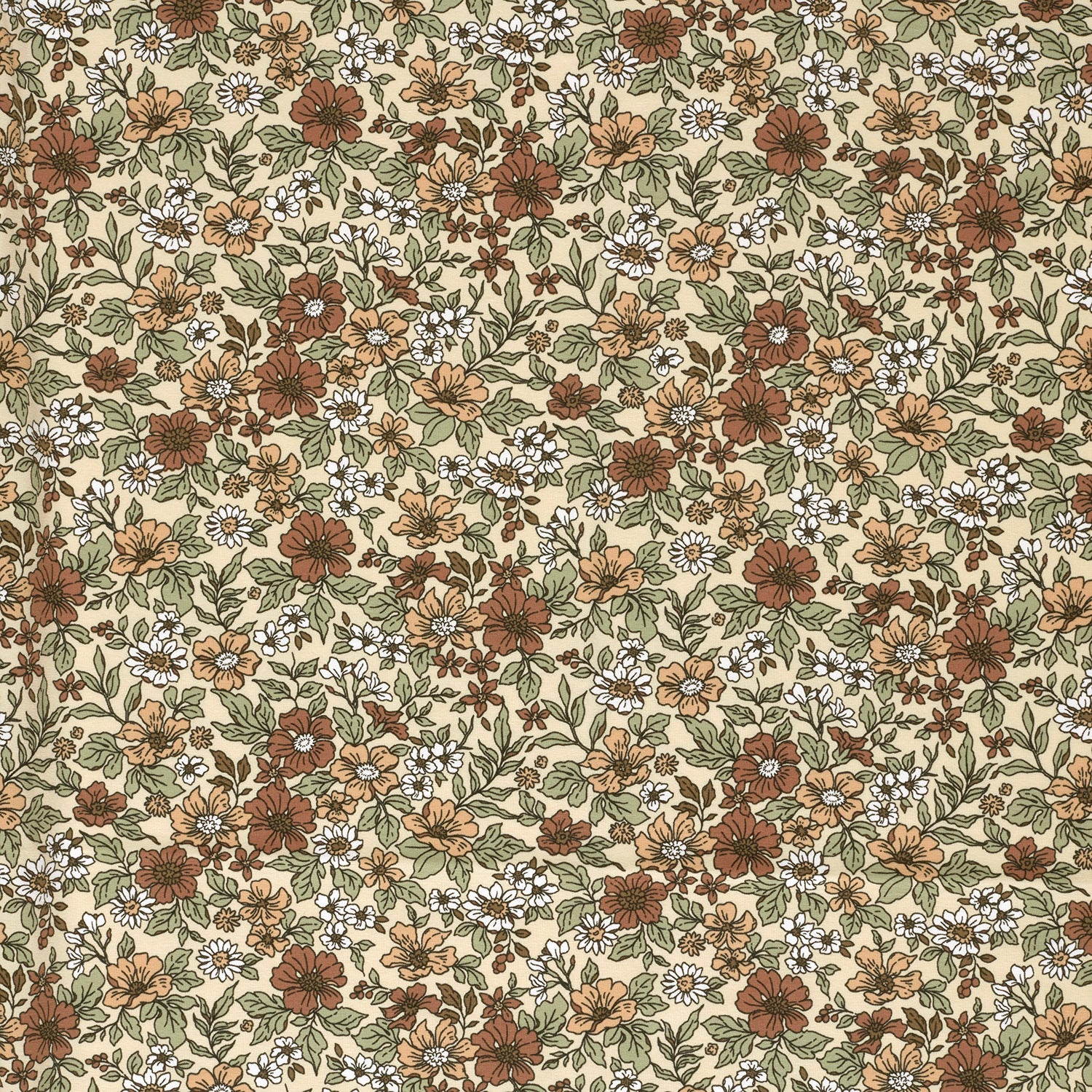 Jersey warme bloemen warm crème