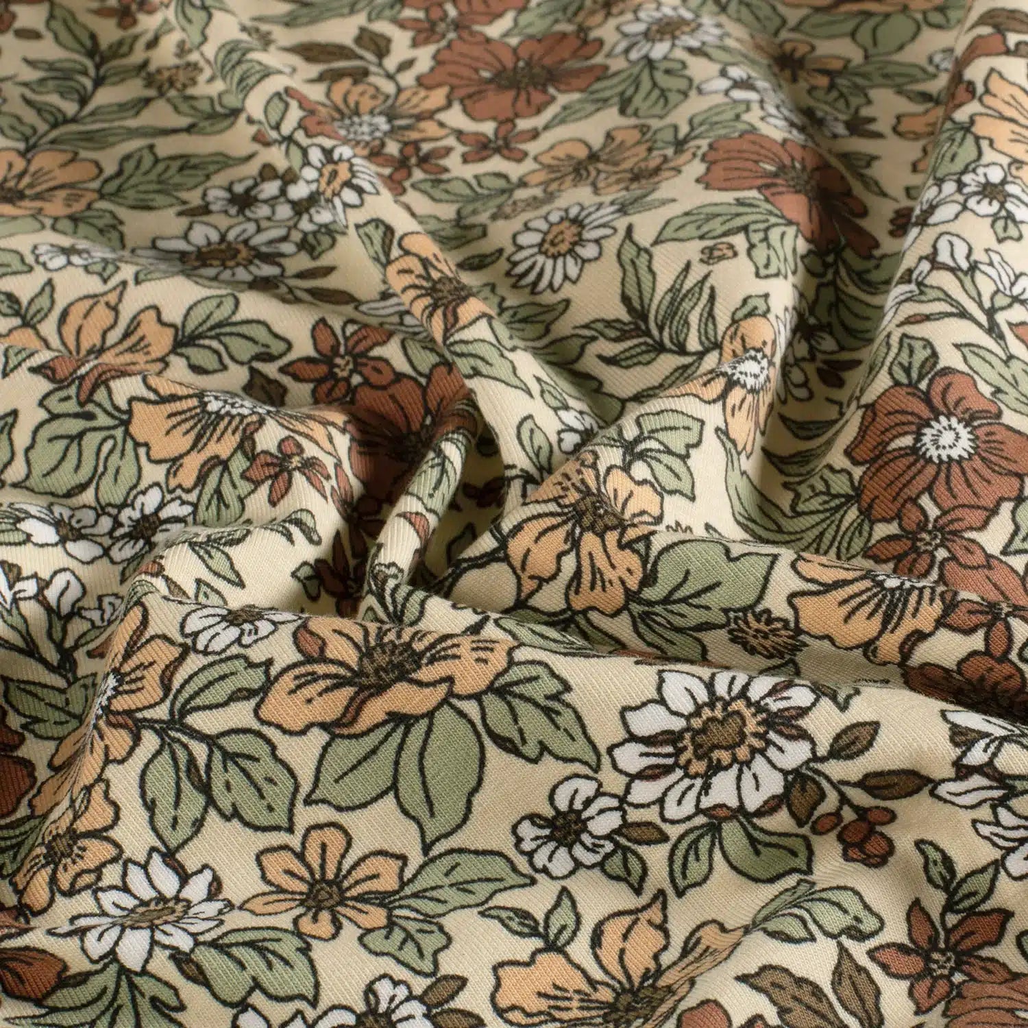 Jersey warme bloemen warm crème