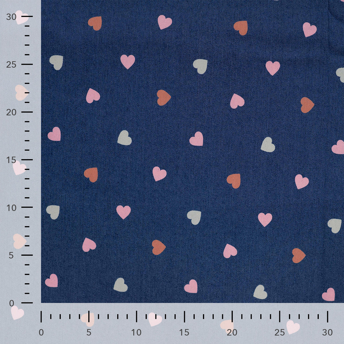 Chambray katoen stretch gekleurde harten