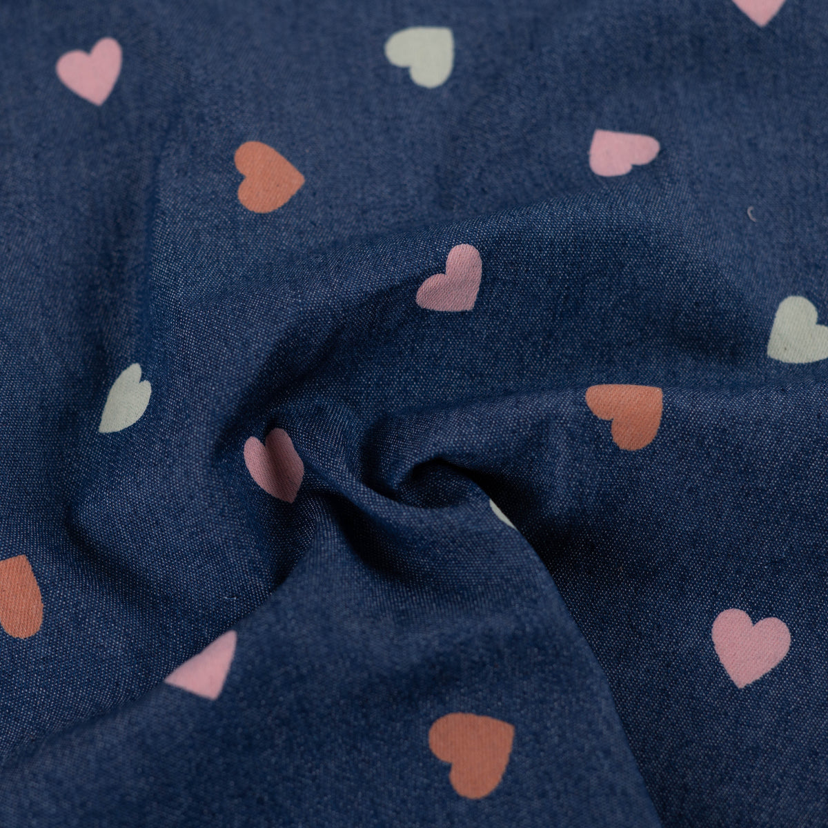Chambray katoen stretch gekleurde harten