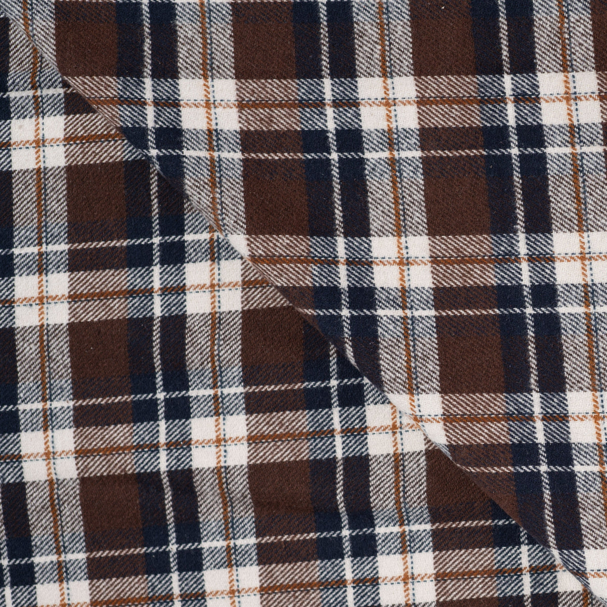 Brushed flanel yarn dyed checks donkerbruin