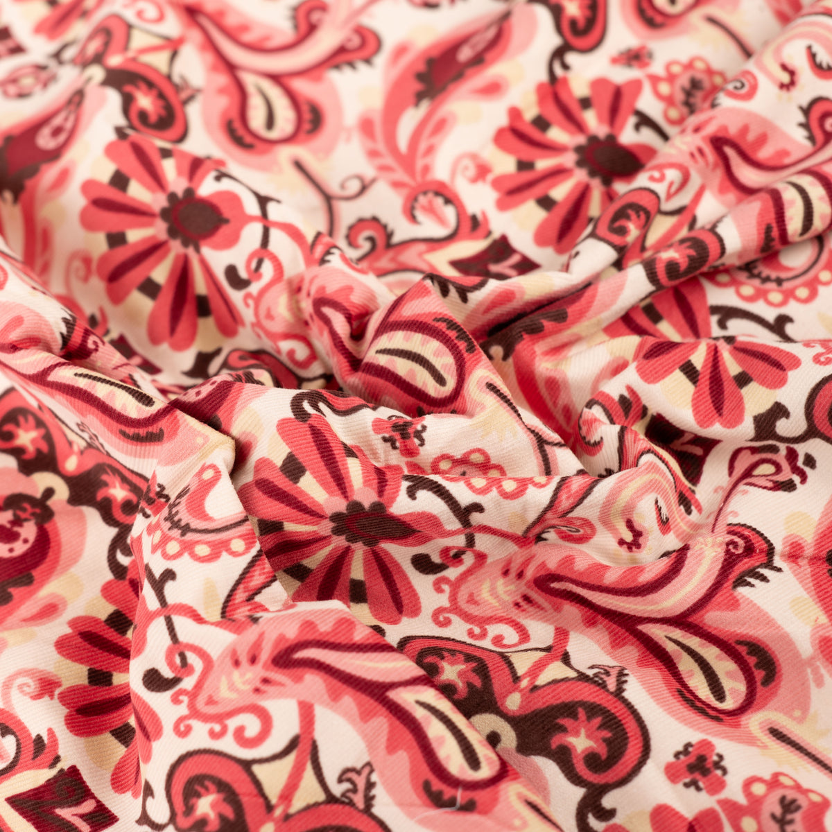 Babycord paisley beige/roze