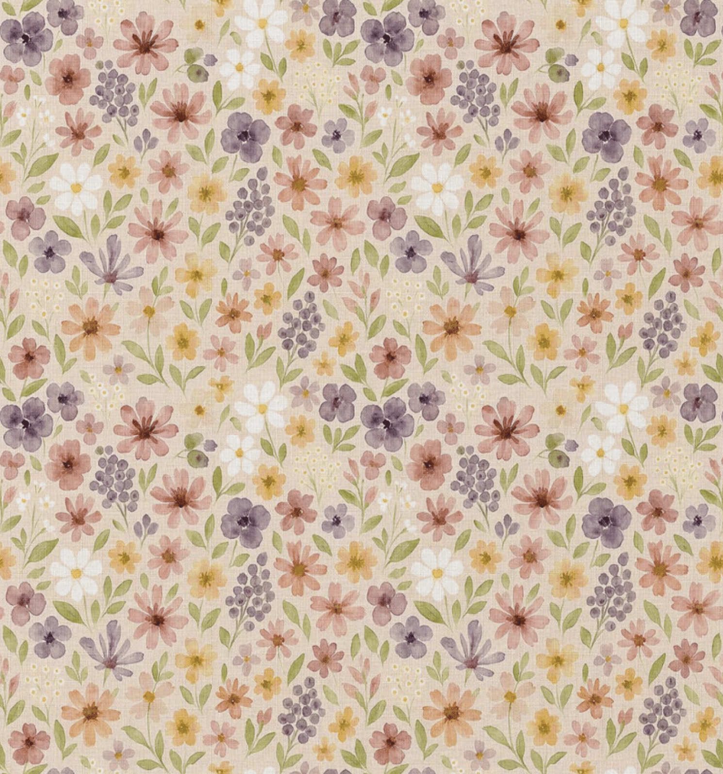 Katoen bloemen beige/roze