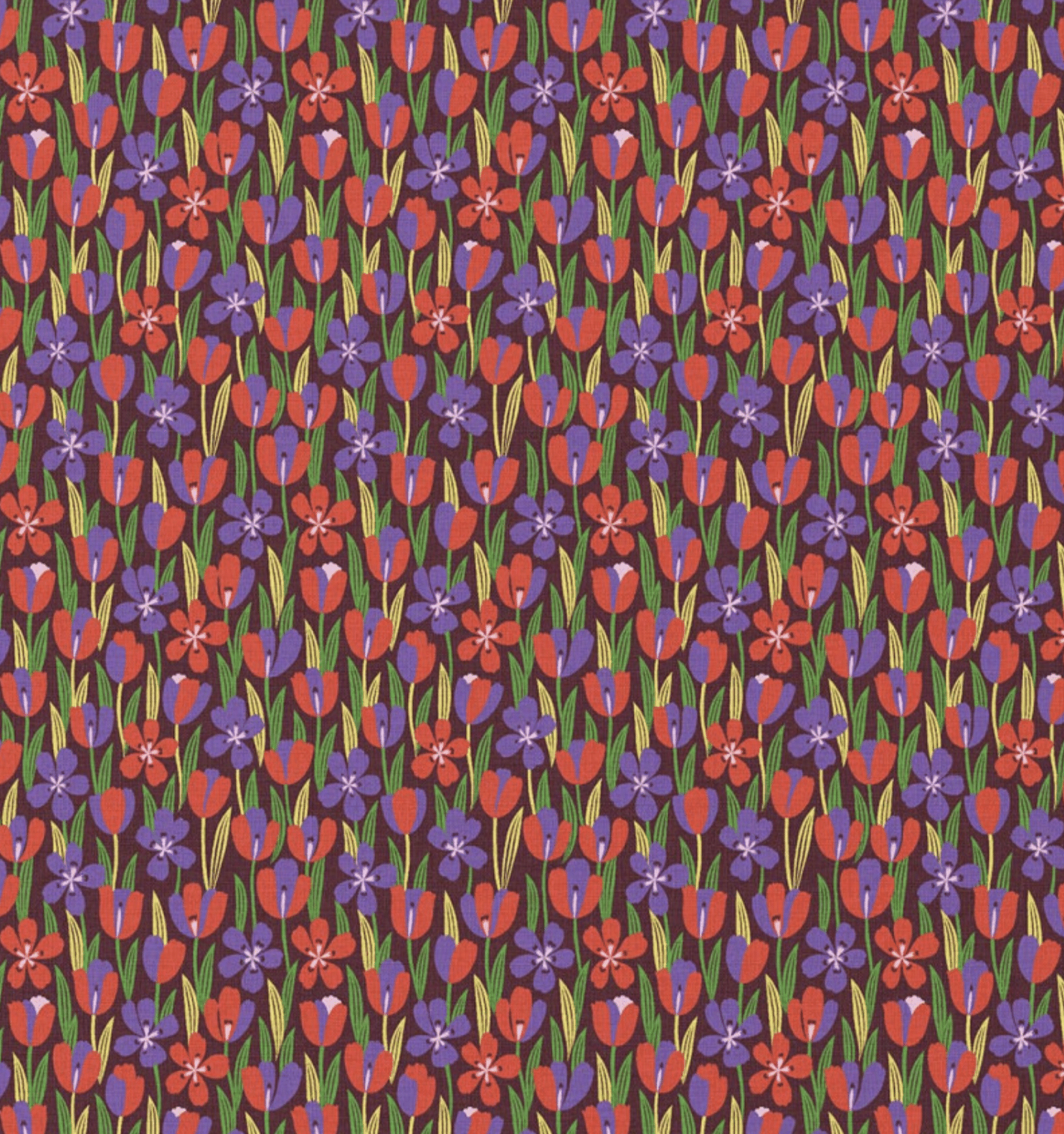 Katoen bloemen gigi rood/violet