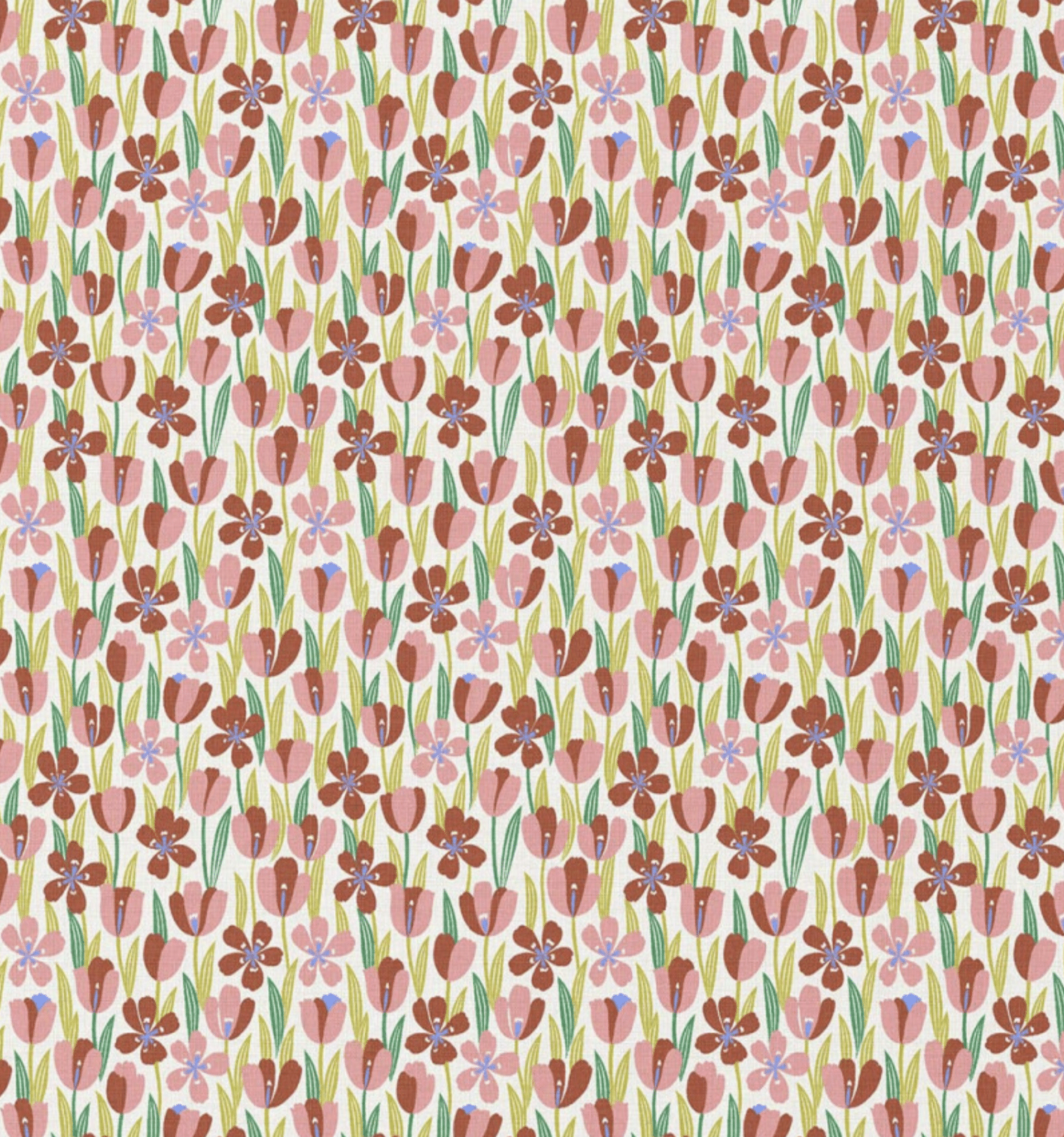 Katoen bloemen gigi roze/bruin