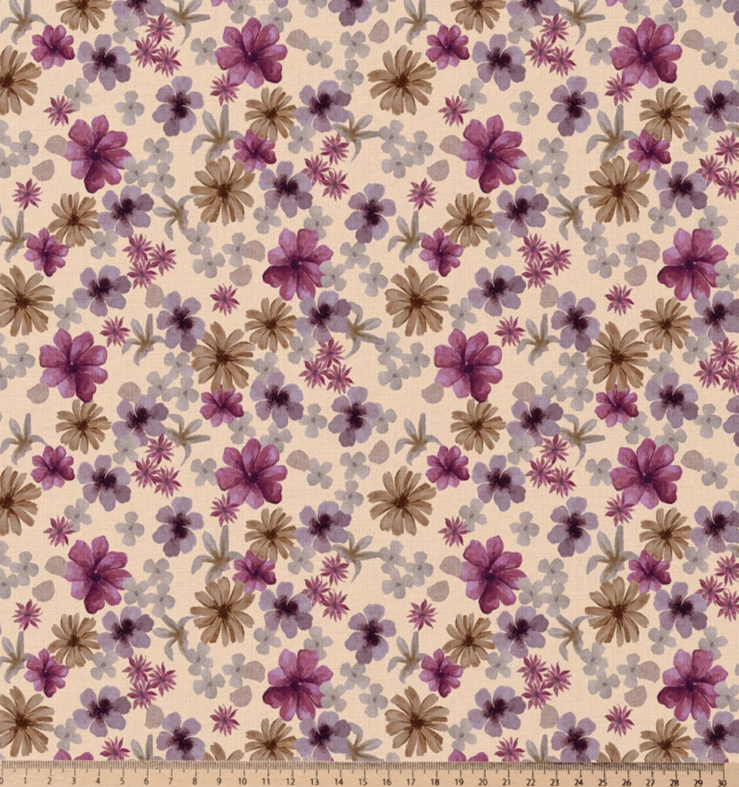 Katoen bloemen perzik/violet