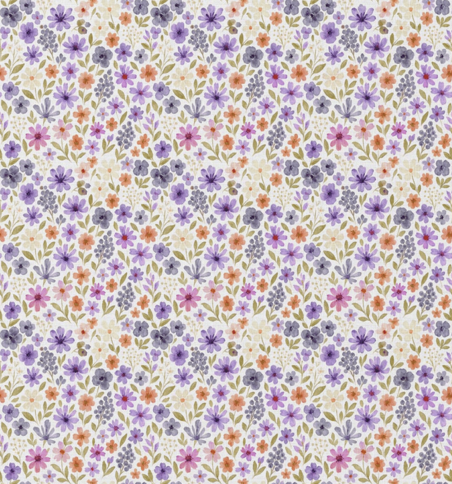 Katoen bloemen wit/paars