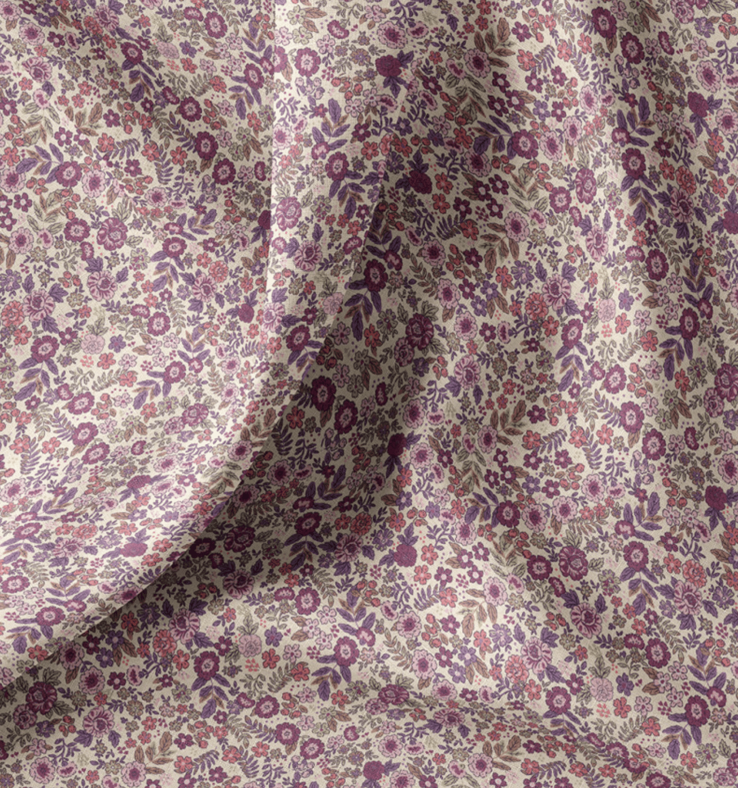 Katoen bloemen wit/violet