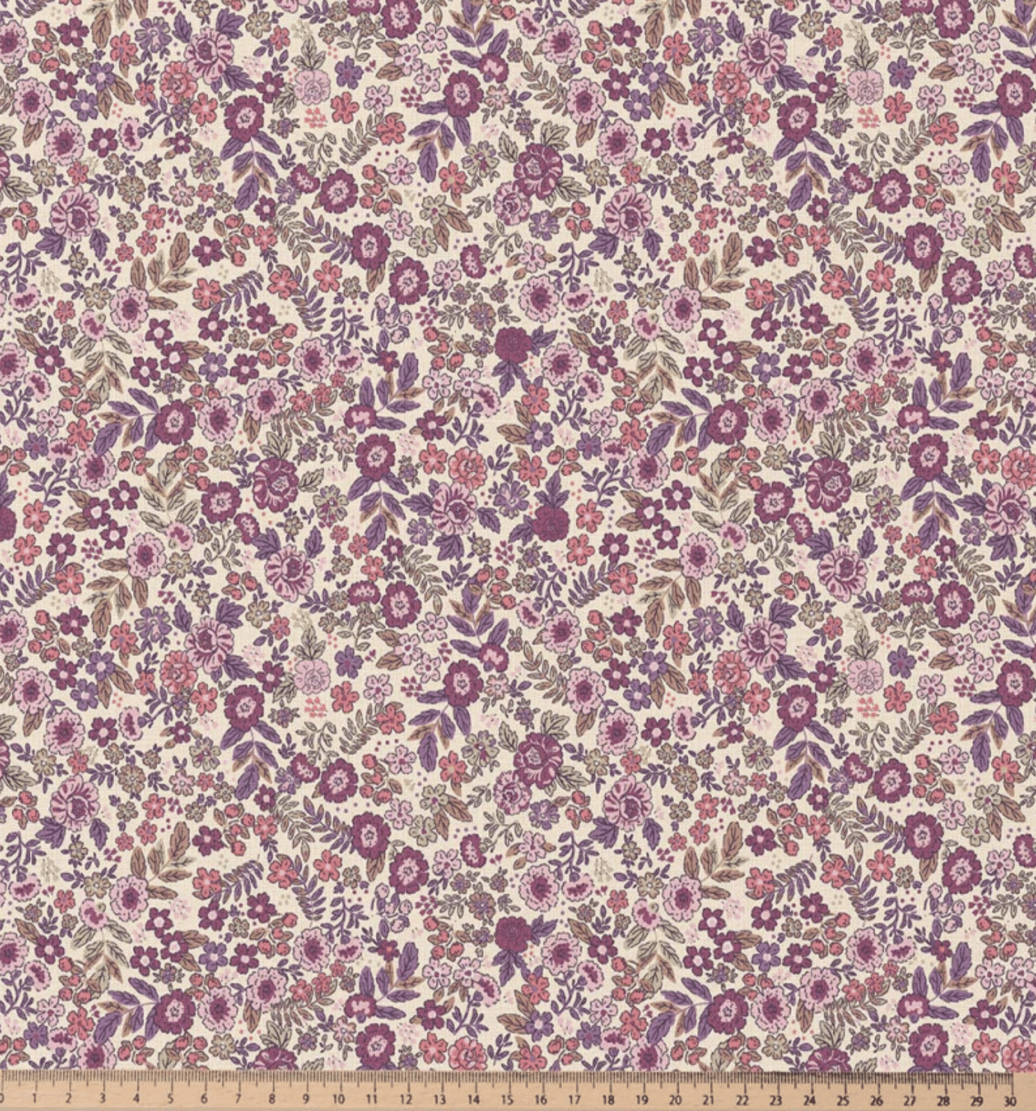Katoen bloemen wit/violet