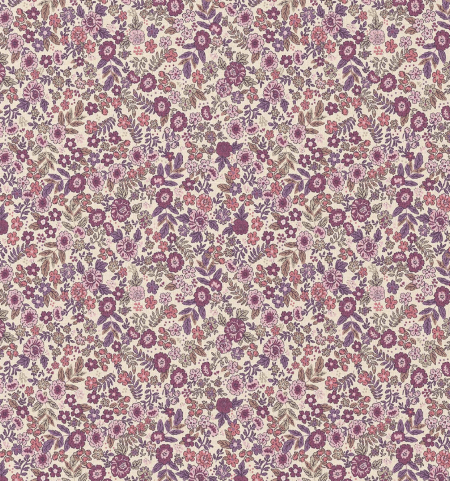 Katoen bloemen wit/violet