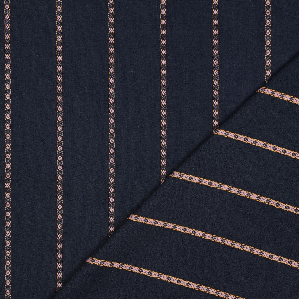 Katoen jacquard dobby marineblauw