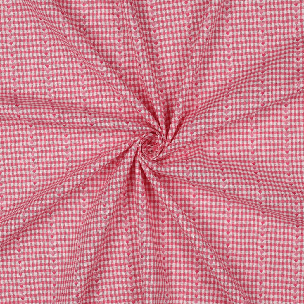 Katoen jacquard harten roze