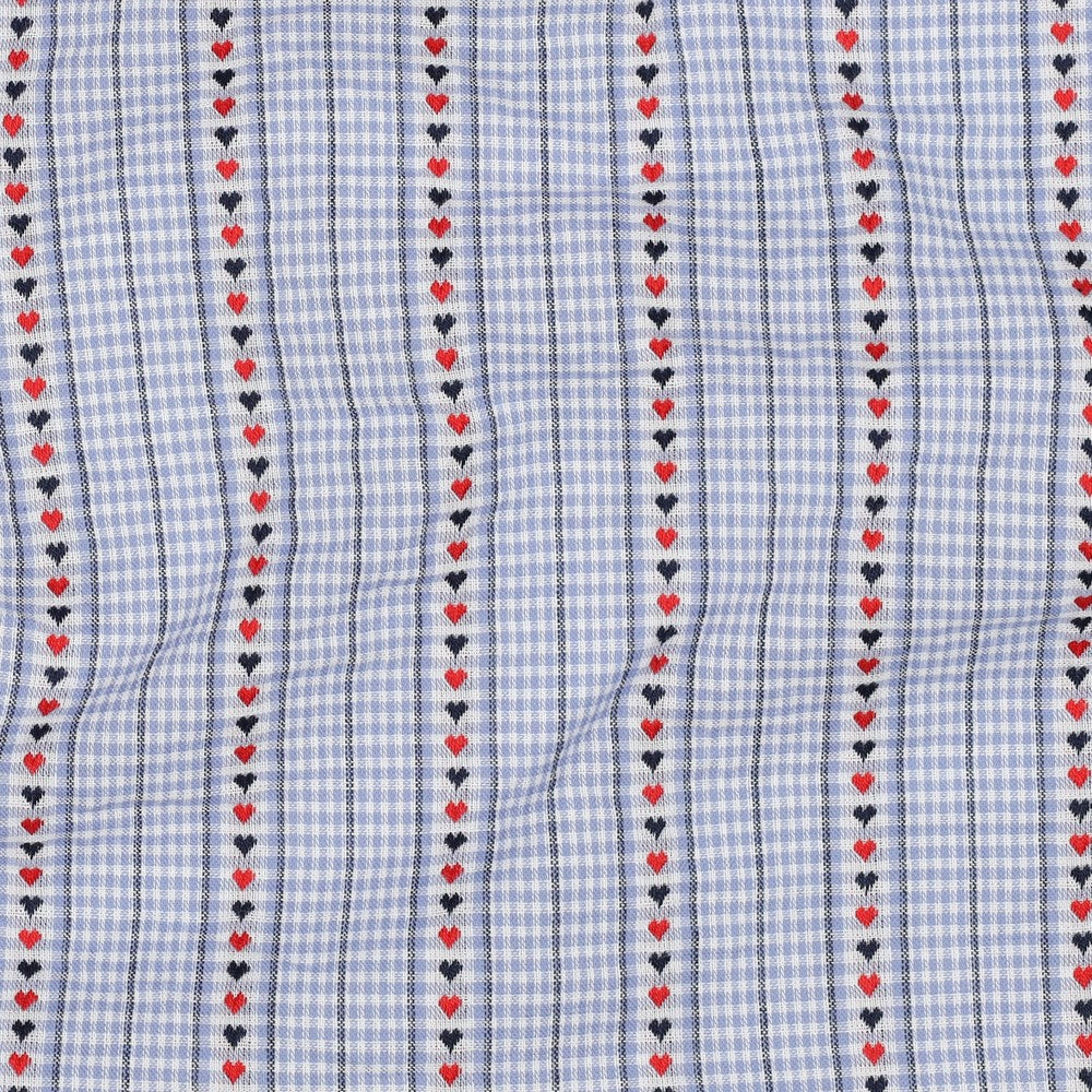 Katoen jacquard harten/ruit lichtblauw