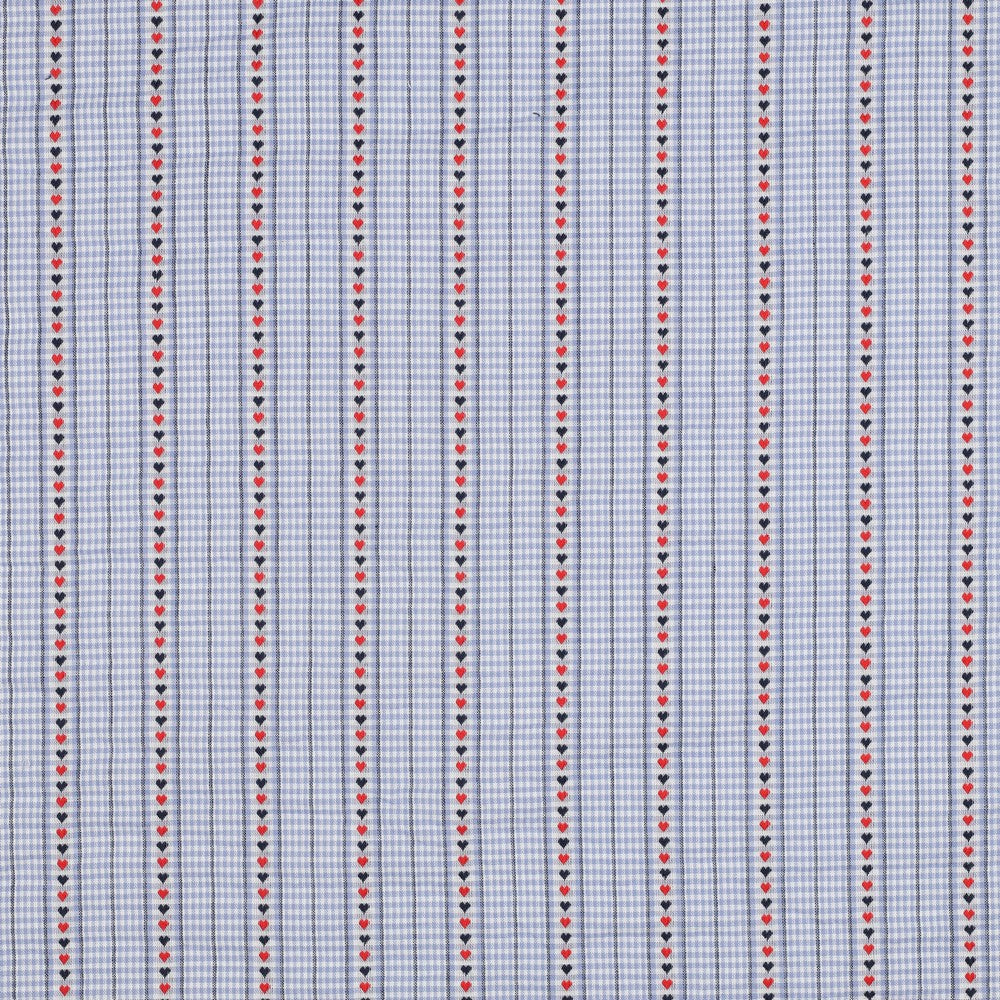 Katoen jacquard harten/ruit lichtblauw