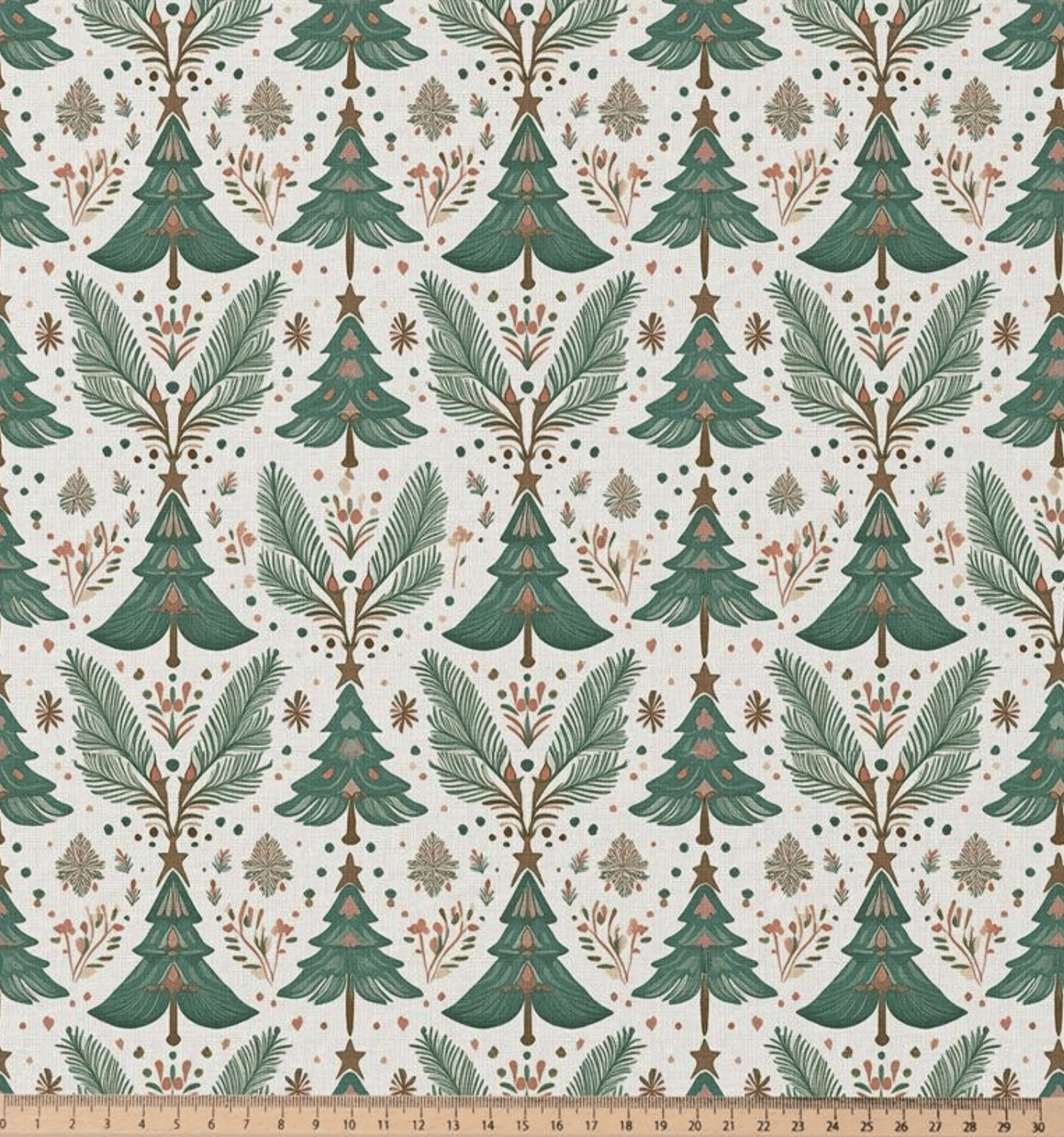 Katoen kerstbomen wit/groen
