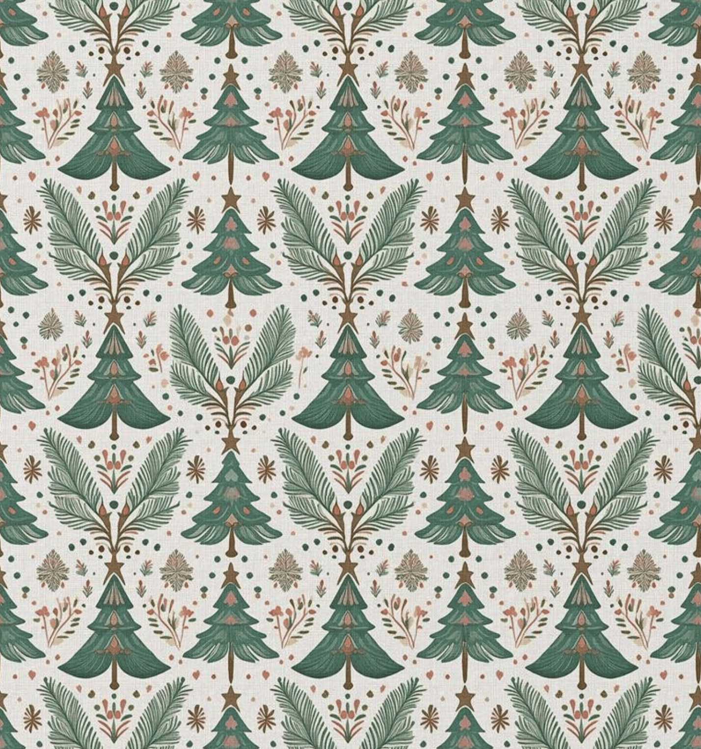 Katoen kerstbomen wit/groen