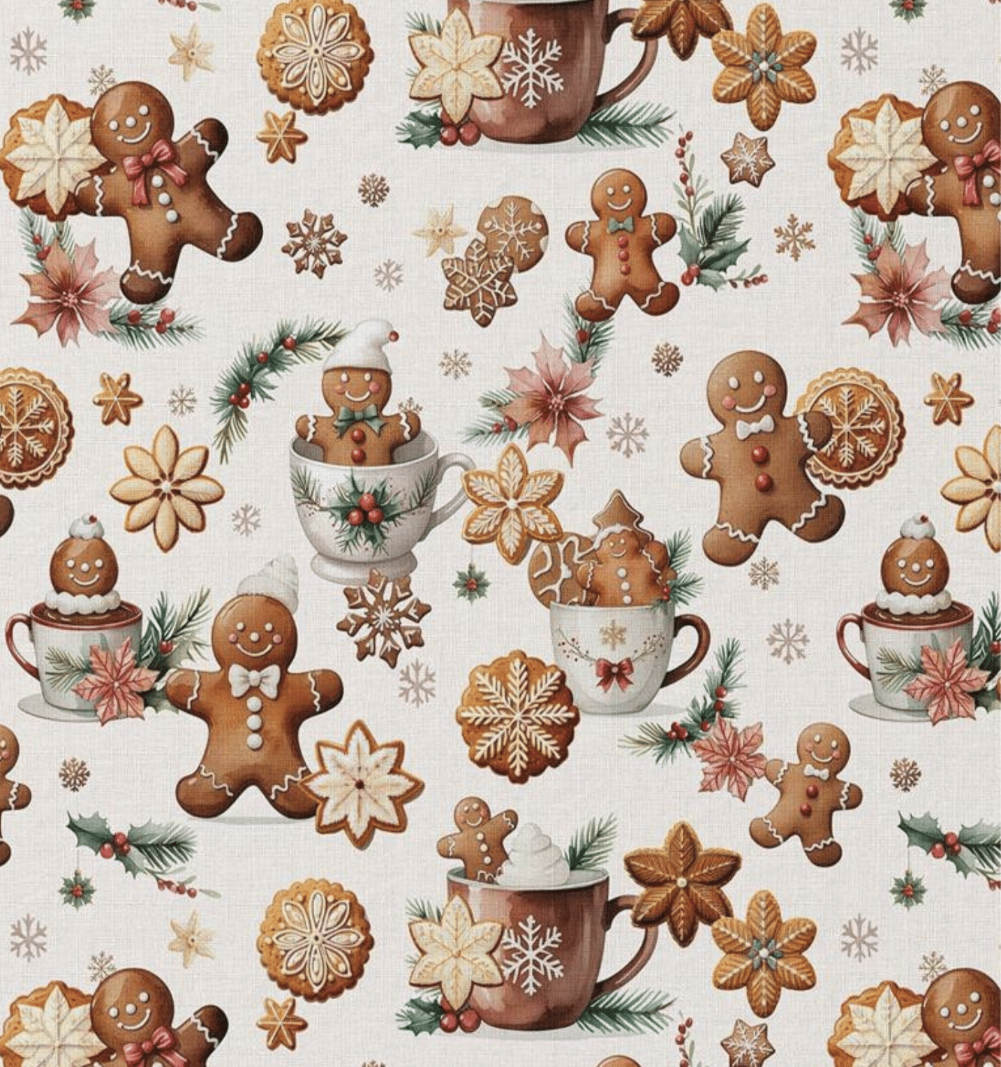 Katoen kerstkoekjes wit/camel