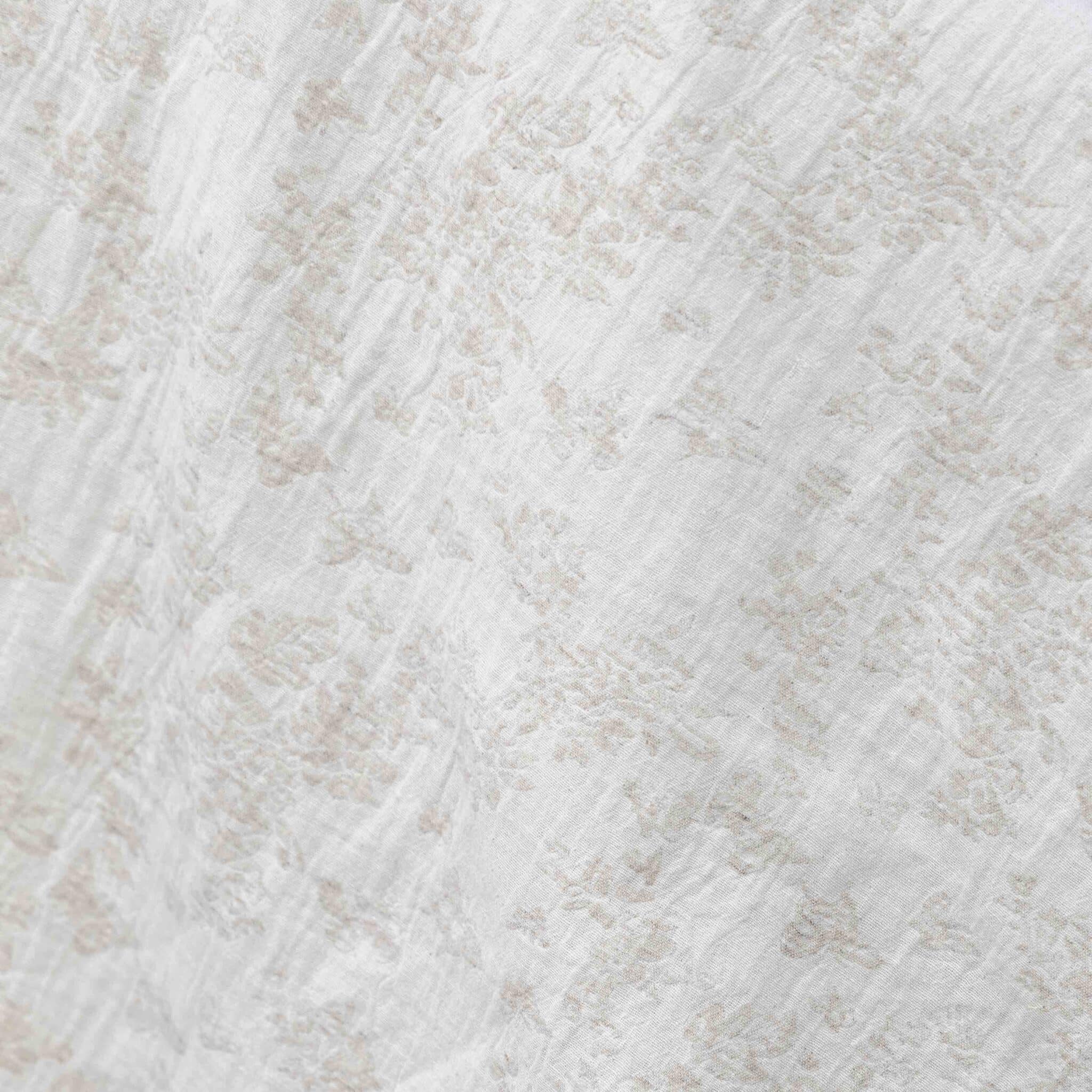 Katoen linnen jacquard bloemen naturel