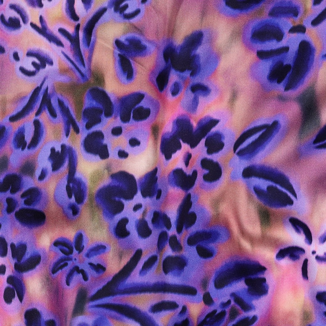 Katoen satijn bloemen paars