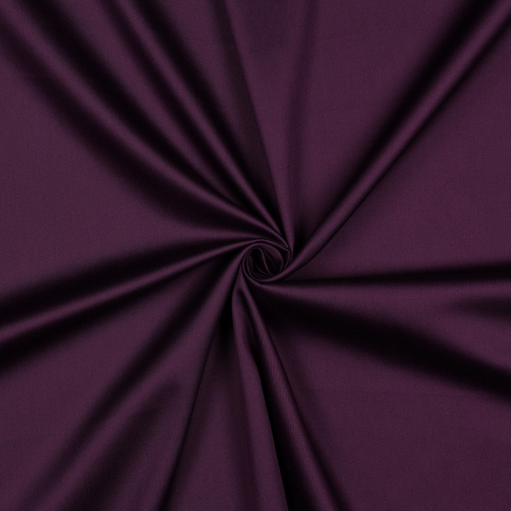 Katoen satijn uni aubergine