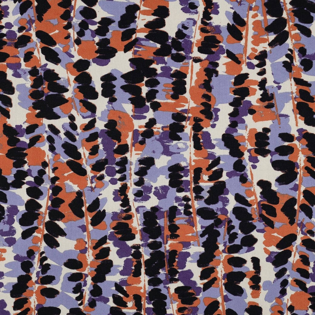 Katoen viscose abstract paars