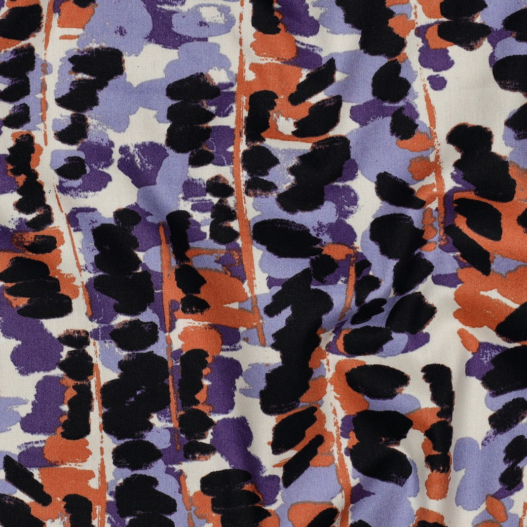 Katoen viscose abstract paars
