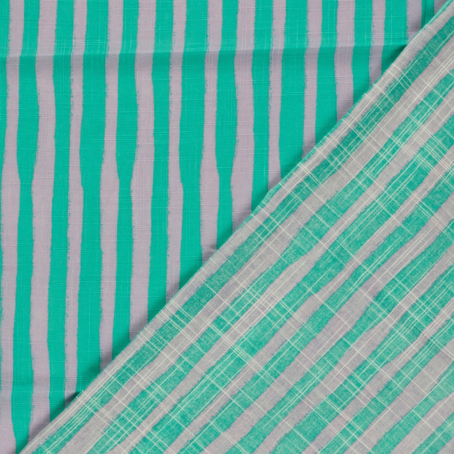 Katoen viscose slub strepen mint/grijs