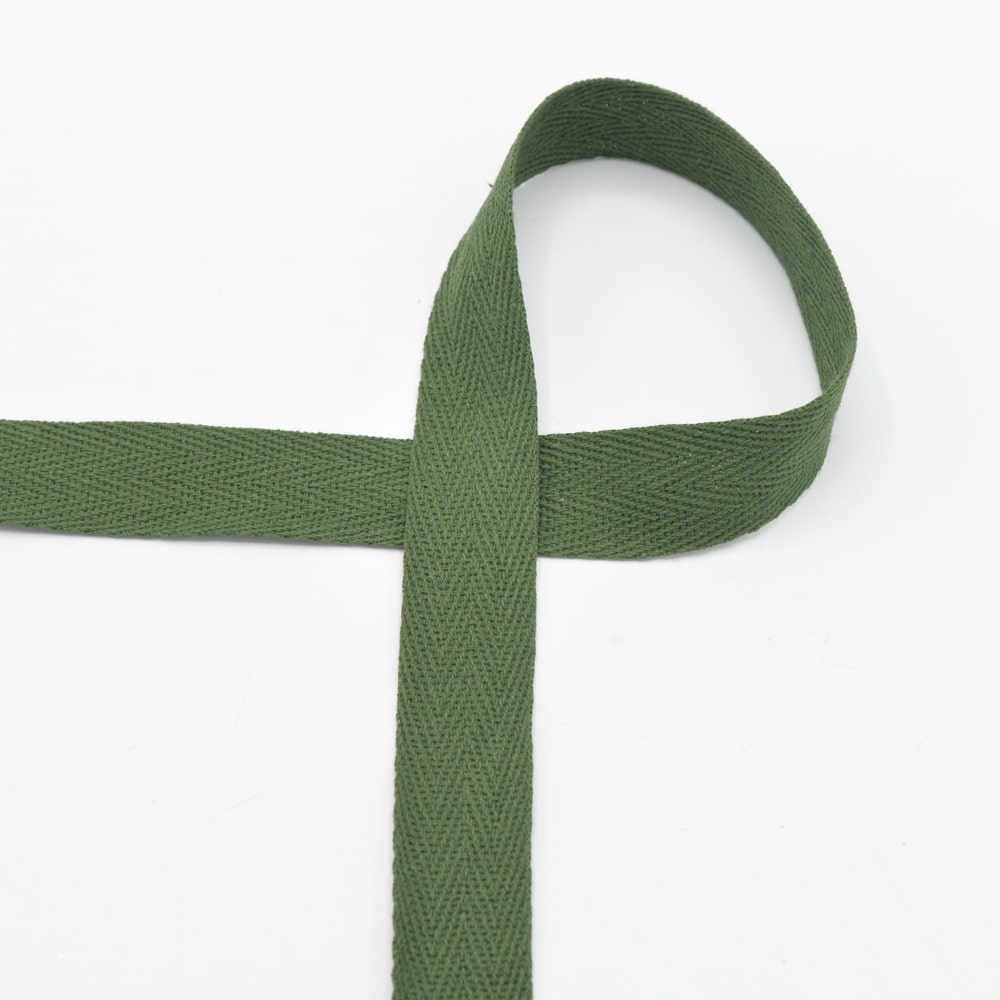 Katoenen keperband 20mm - Legergroen